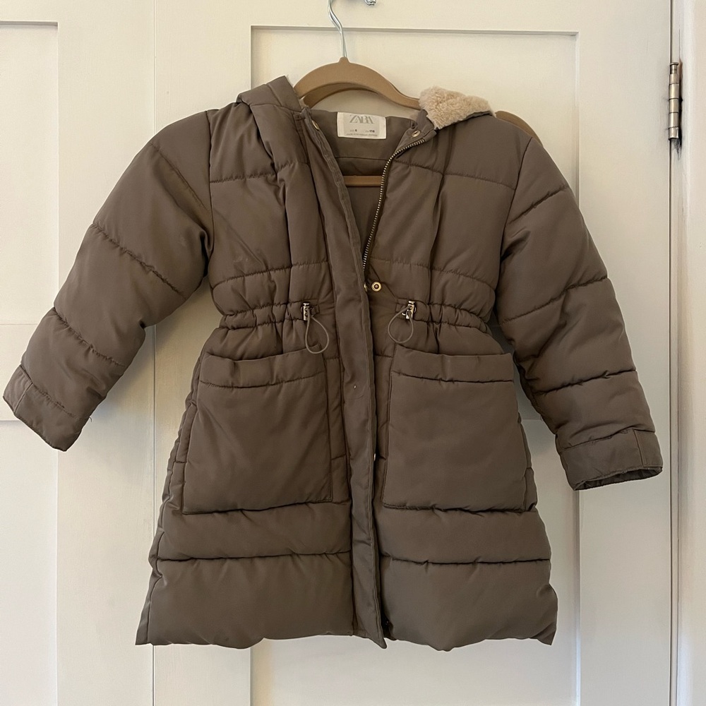 Zara Girls Sage Green Puffer Jacket